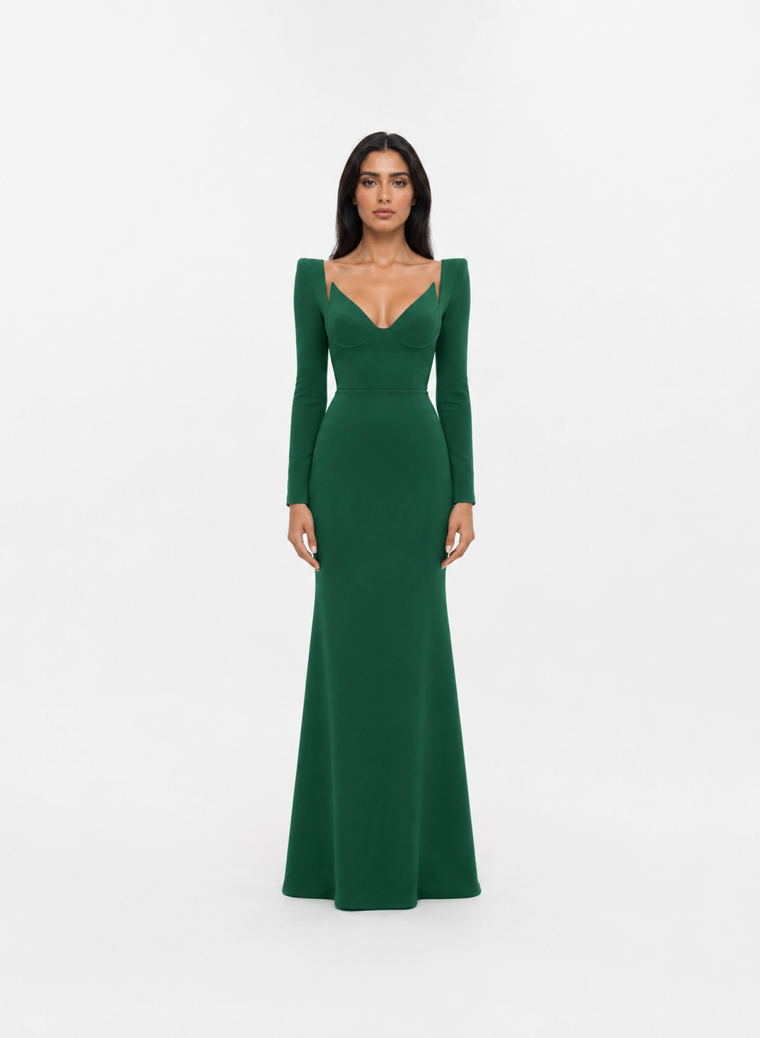 Emerald Structured Bustier Evening Gown – VIRENA