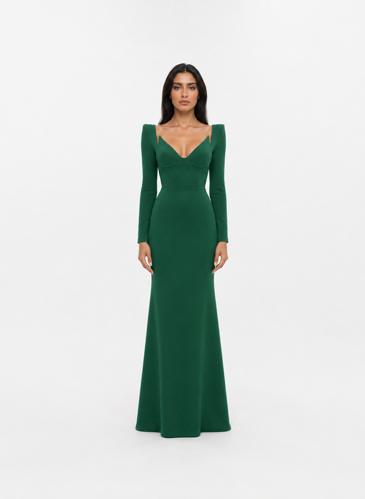 Emerald Structured Bustier Evening Gown – VIRENA