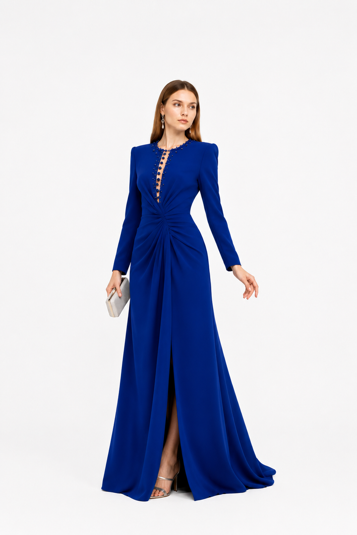 Royal Blue Embellished Twist Maxi Dress – SAPPHIRA