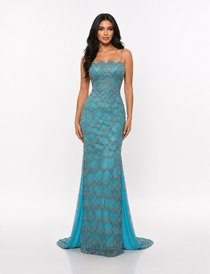 Crystal Beaded Mermaid Maxi Dress – SILVARA