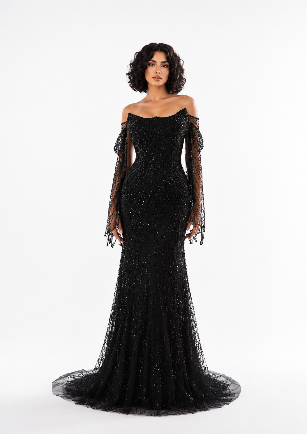 Crystal Draped Strapless Gown – VERDENA
