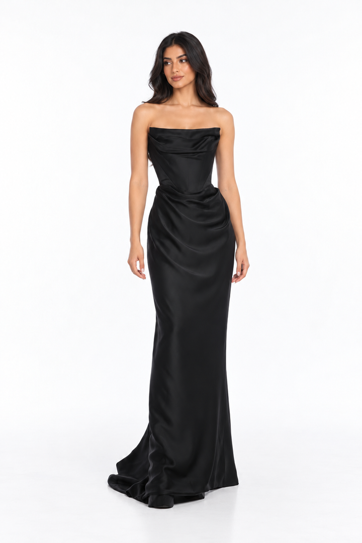 Satin Draped Gown - Solenne