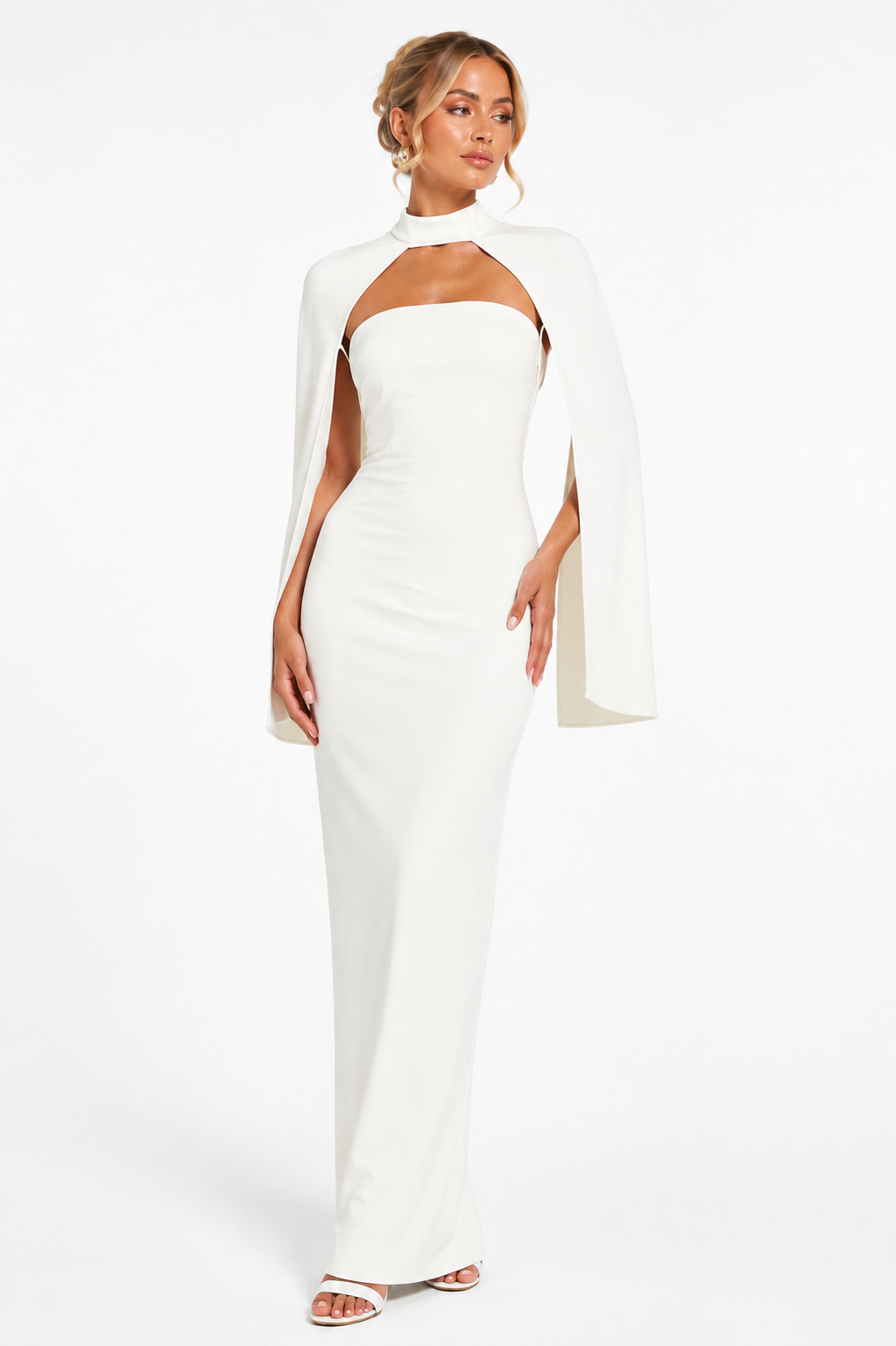 Cape Cut-Out Maxi Dress – Ivory