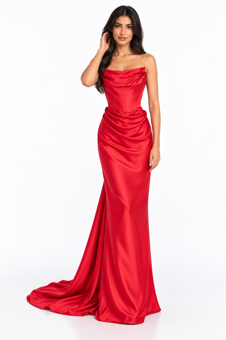 Draped Satin Gown - Evelisse