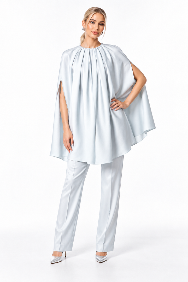 Gathered Cape Sleeve Satin Top – Seraphine