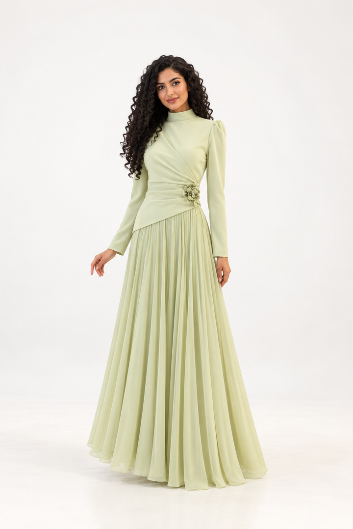 Draped Waist Pleated Evening - Seraphine