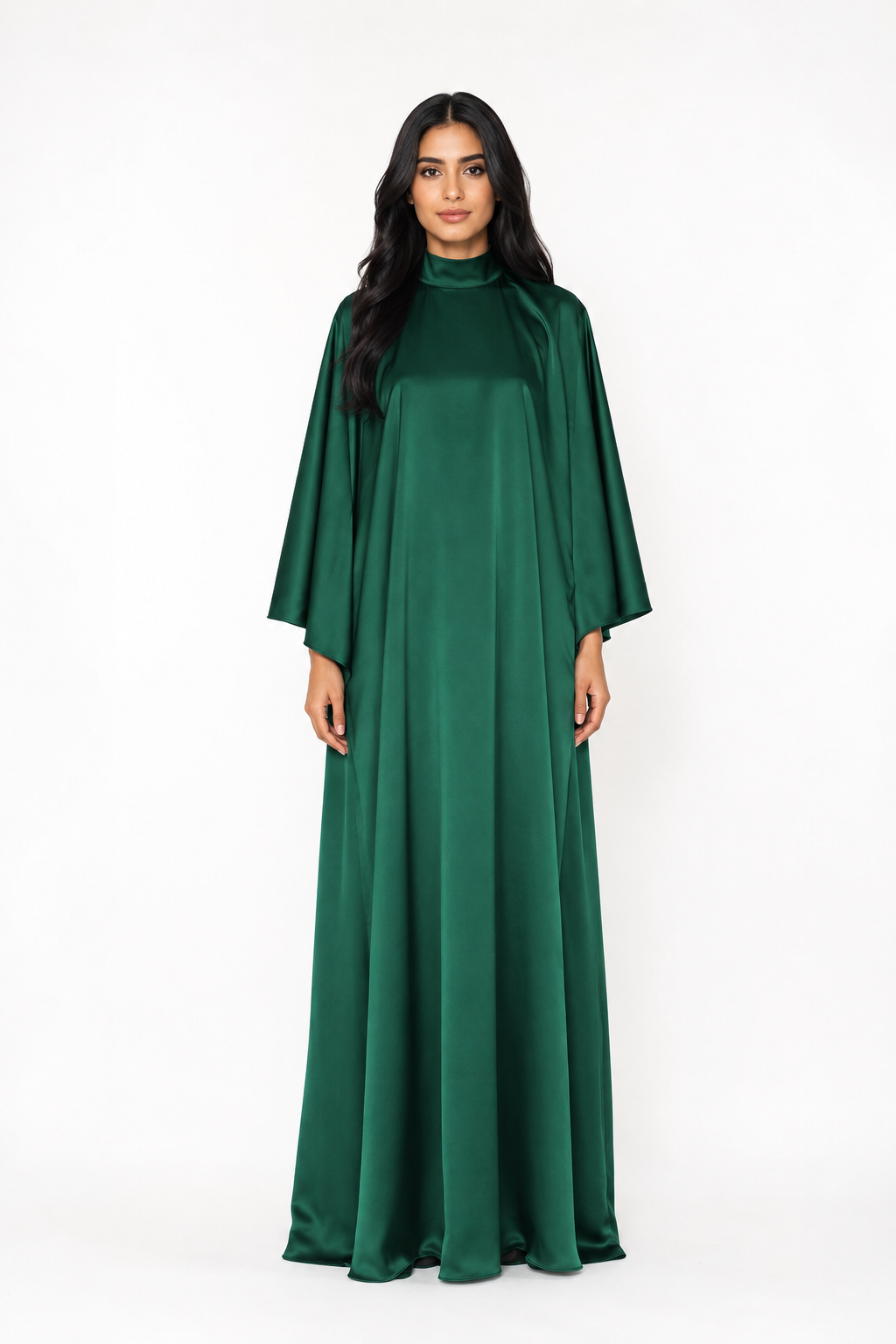 High Neck Cape Maxi Dress – EMERALDA