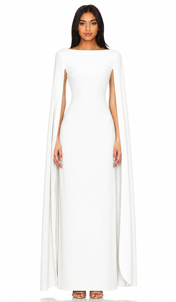Cape Sleeve Column Maxi Dress - Sky