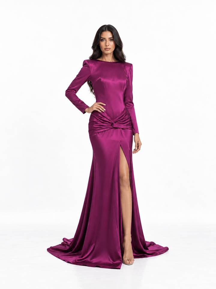 Twist-Waist Long Sleeve Gown - VELORA