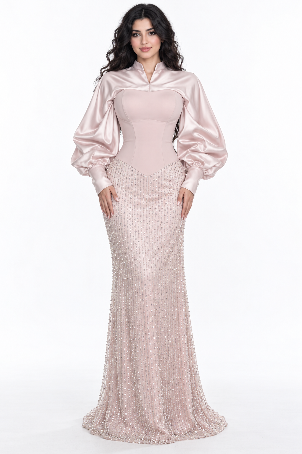 Crystal Embellished Satin Evening - Luminelle