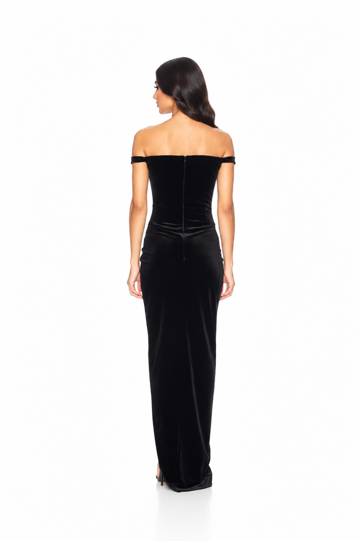 Velvet Draped Gown - Celestine