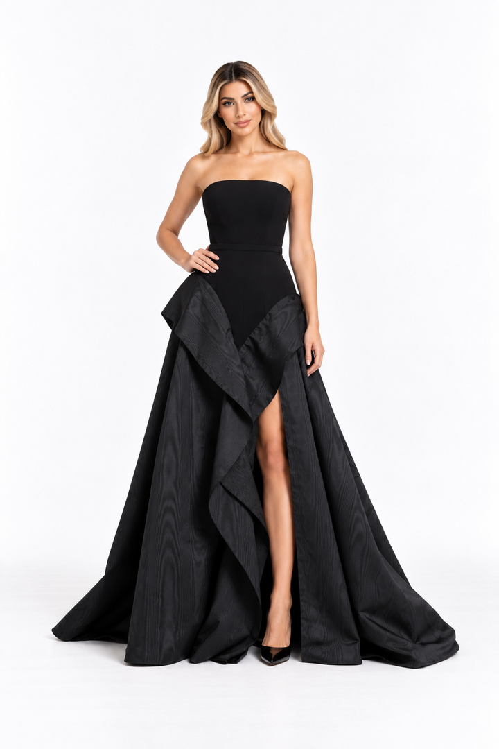 Ruffled Strapless Gown - Virelle