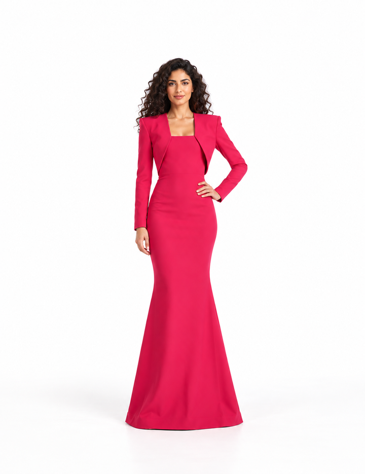Structured Bolero Mermaid Evening Gown - Fuchsiaire