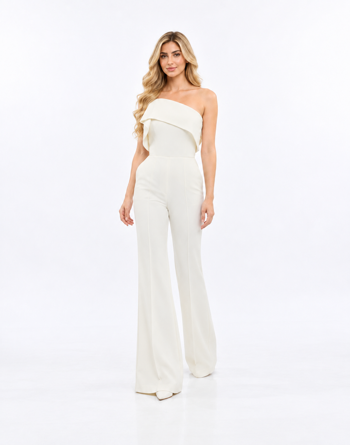 Strapless Ruffle Wide Leg Jumpsuit – Elowra