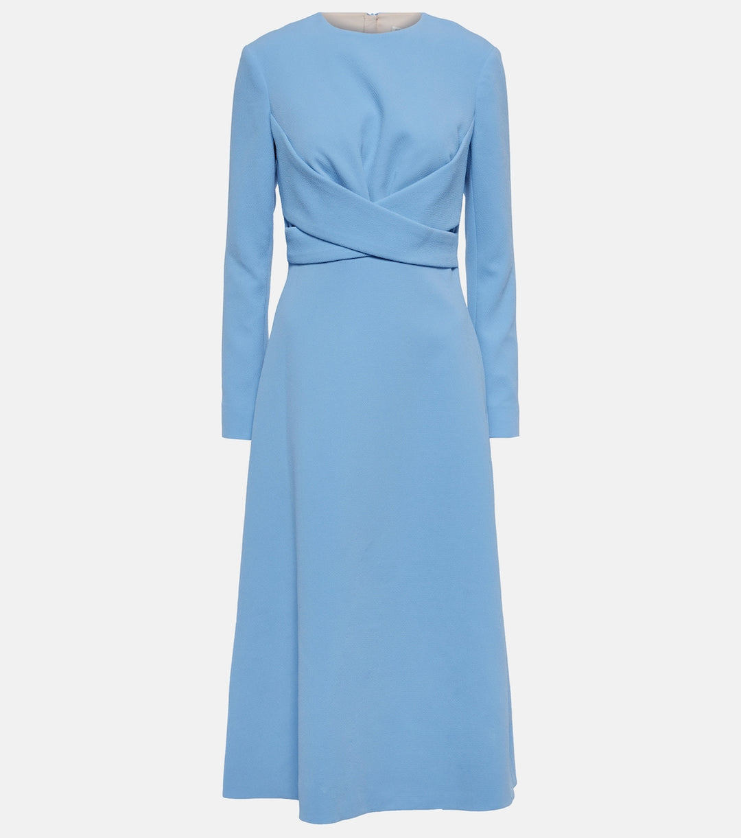 long-sleeve midi dress with draped waist – SILVEN