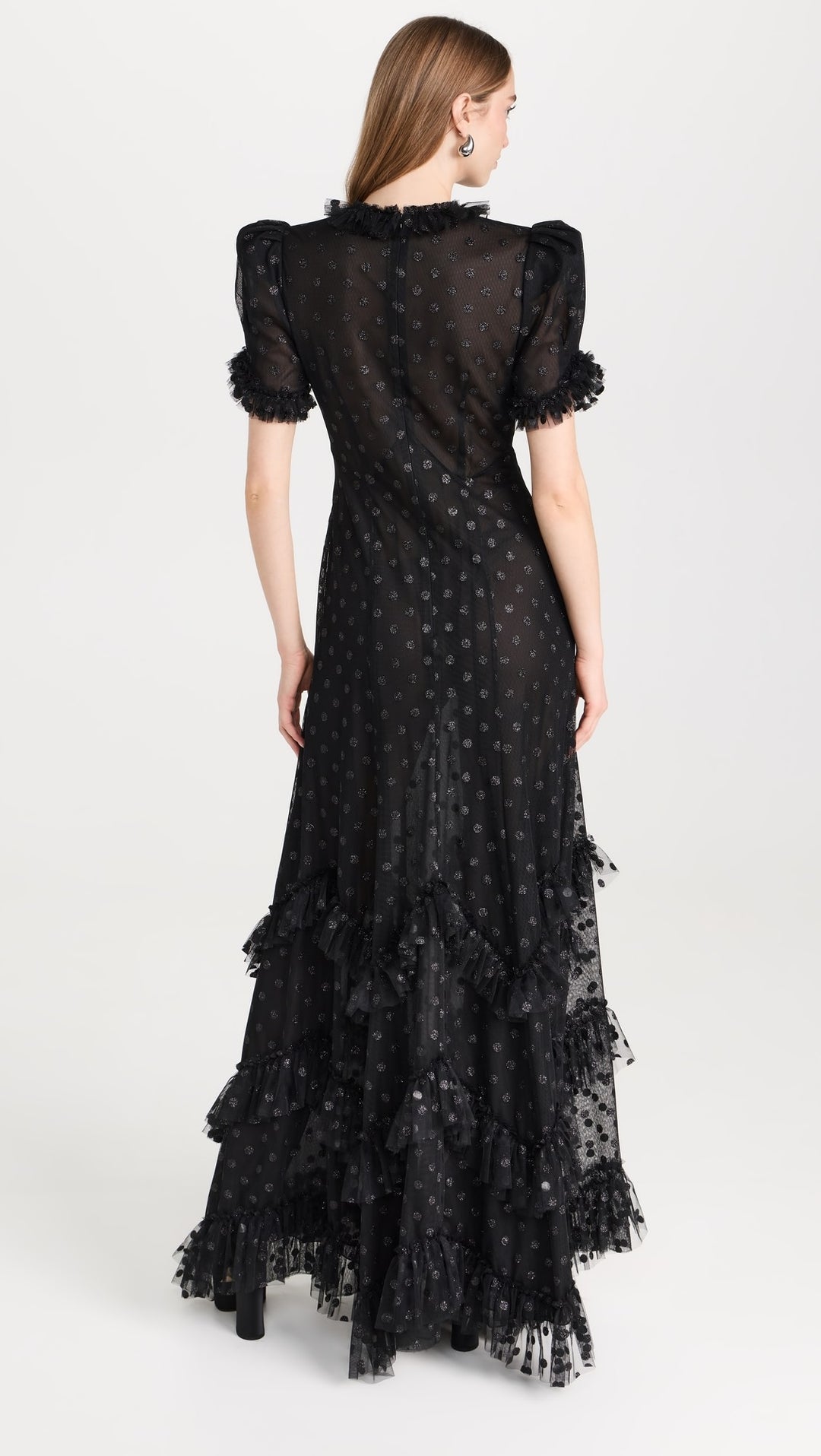 ruffled tulle gown with puff sleeves – VIENEI