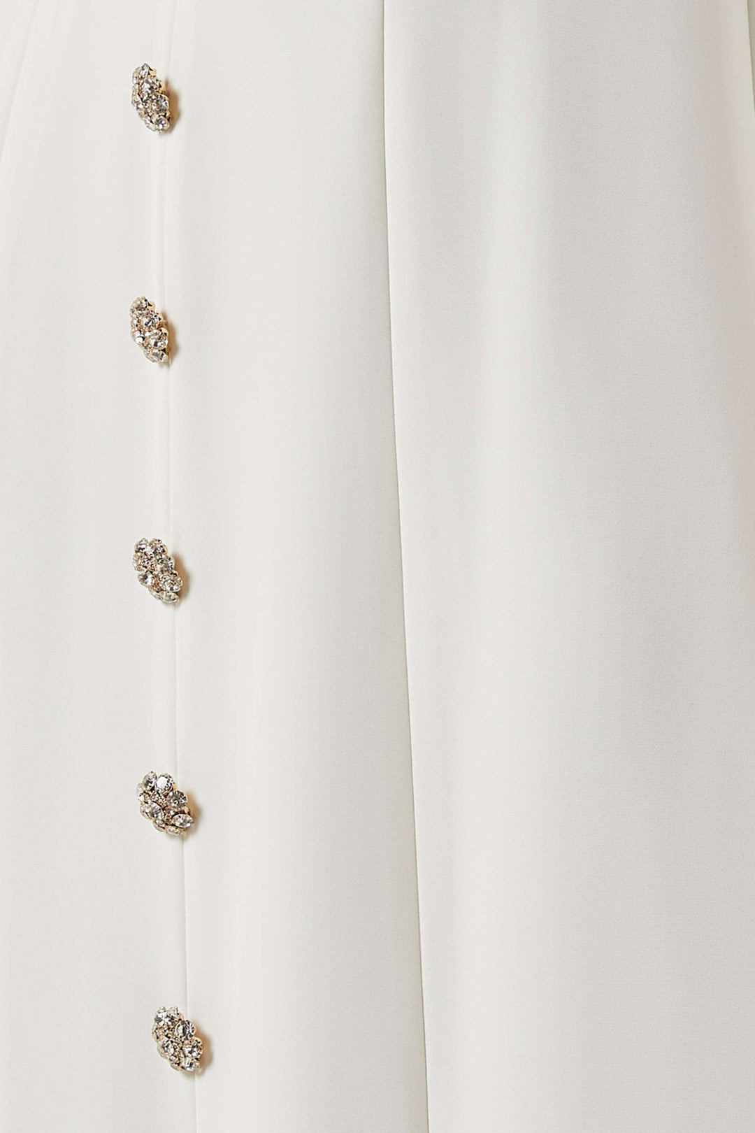draped neckline gown with jeweled buttons – IVORY