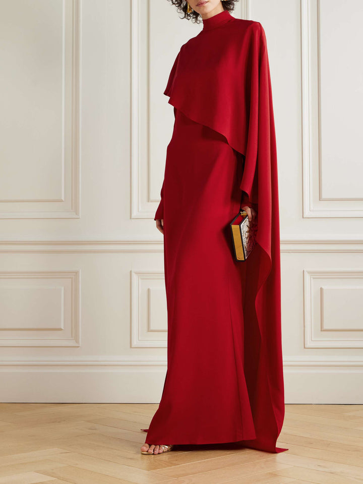 asymmetric cape-back gown – ROUGE