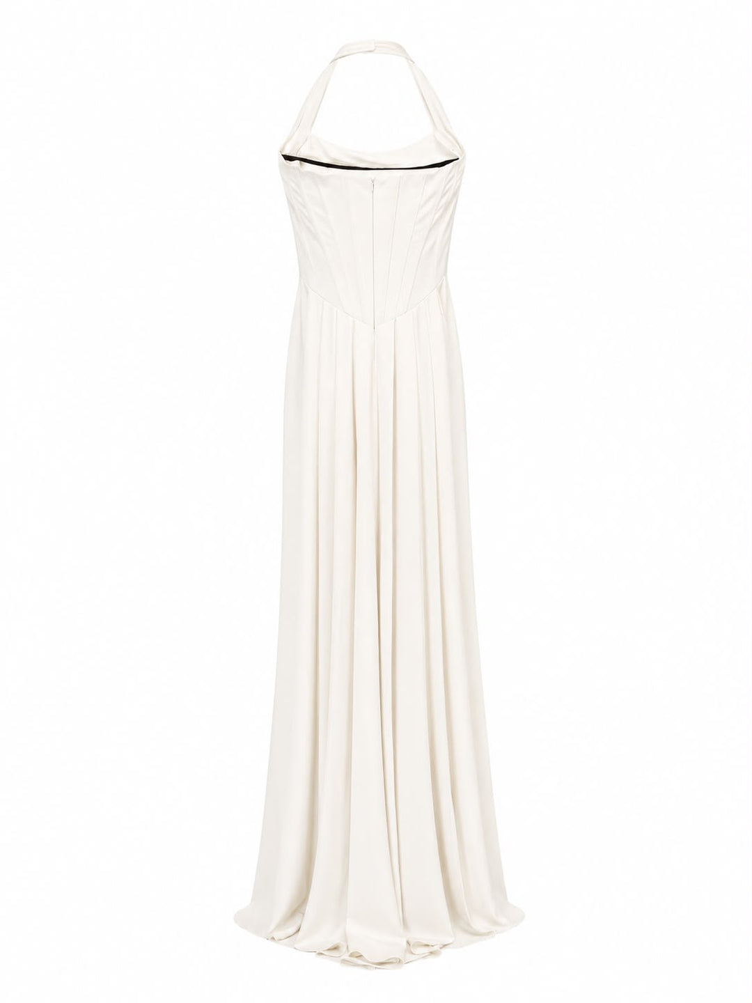 Embellished Halter Draped Maxi Dress - Pearl