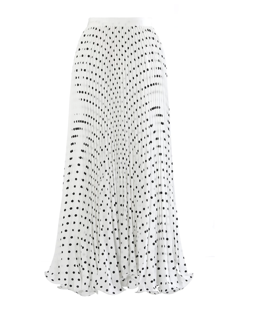 Brown Polka Dot Pleated Maxi Skirt – MOCHA