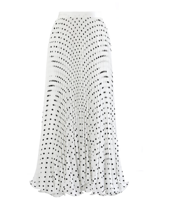 Brown Polka Dot Pleated Maxi Skirt – MOCHA