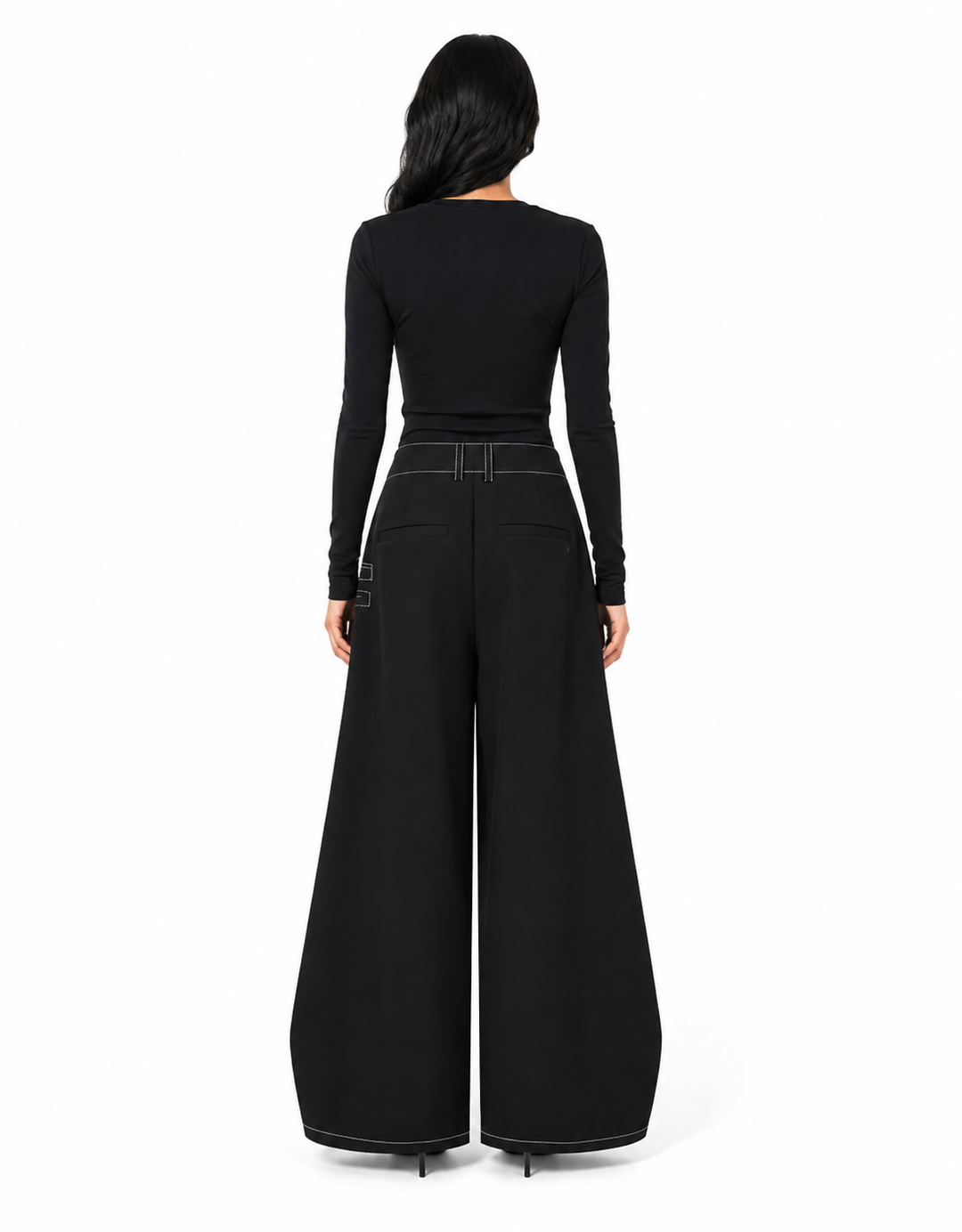 Wrap Overlay Wide-Leg Denim Pants - Edge
