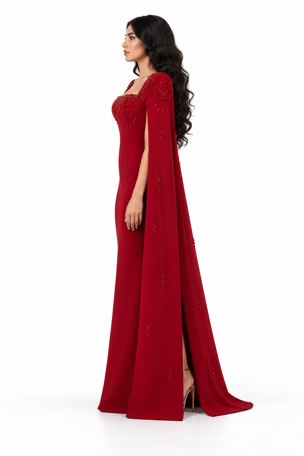 Crystal Square Neck Cape Evening - Regalia