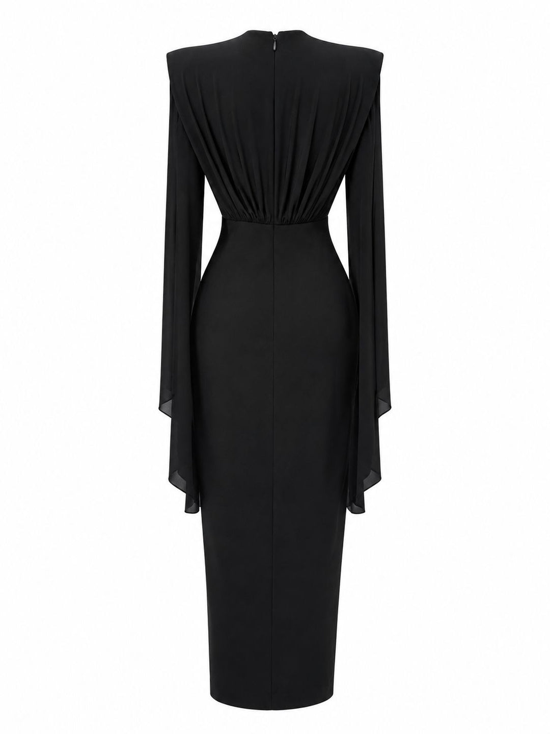 Pearl Embellished Cape Sleeve Midi Dress - Glam
