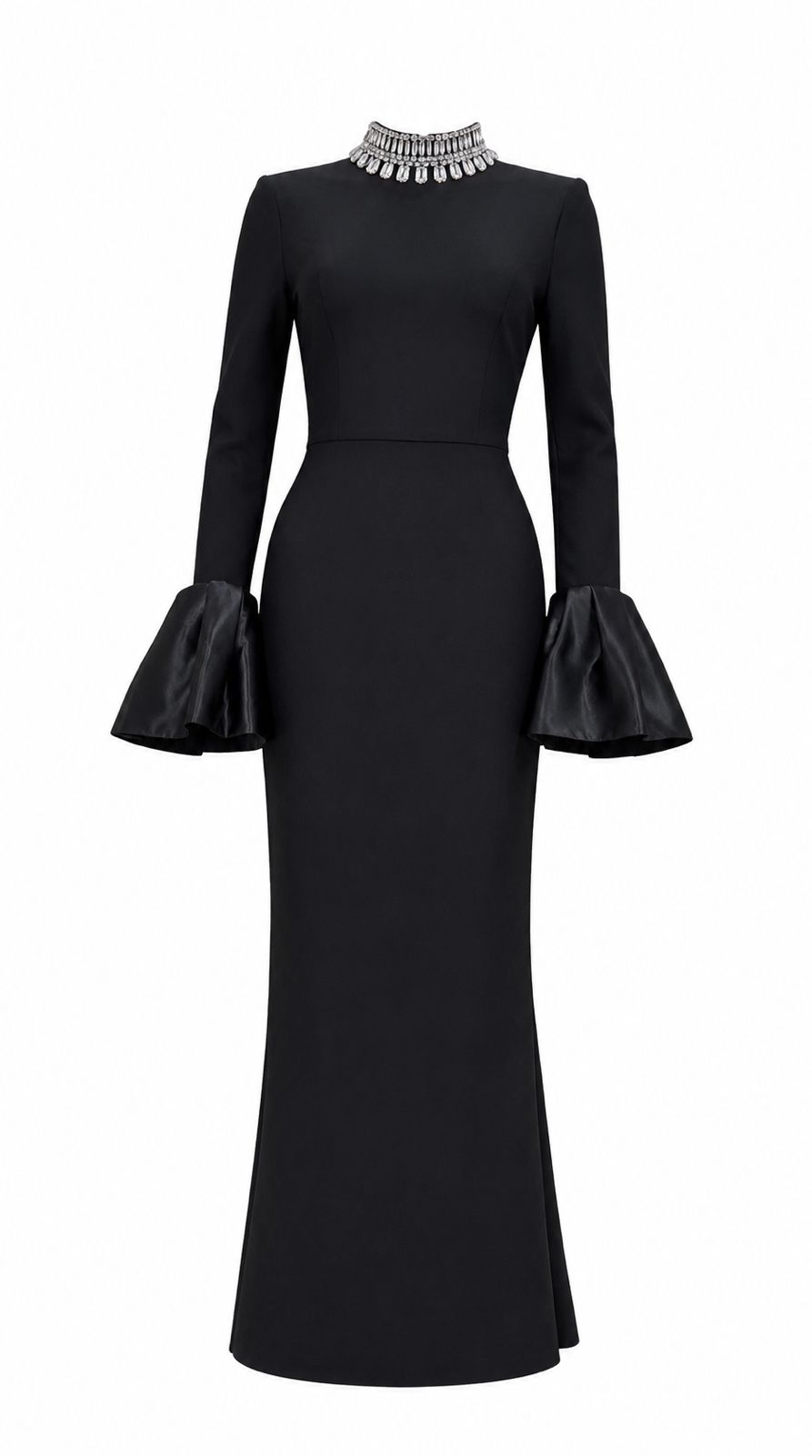 Crystal Collar Flare Cuff Mermaid Dress - Prestige
