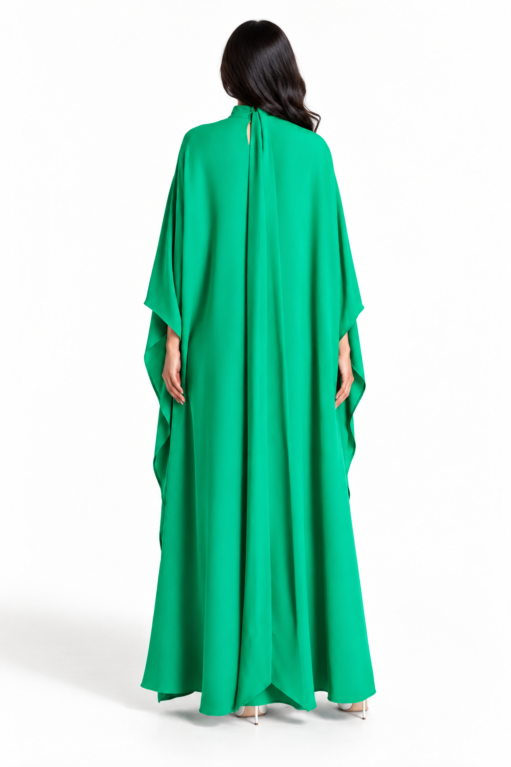 Emerald Green High-Neck Cape Maxi Dress - Jade