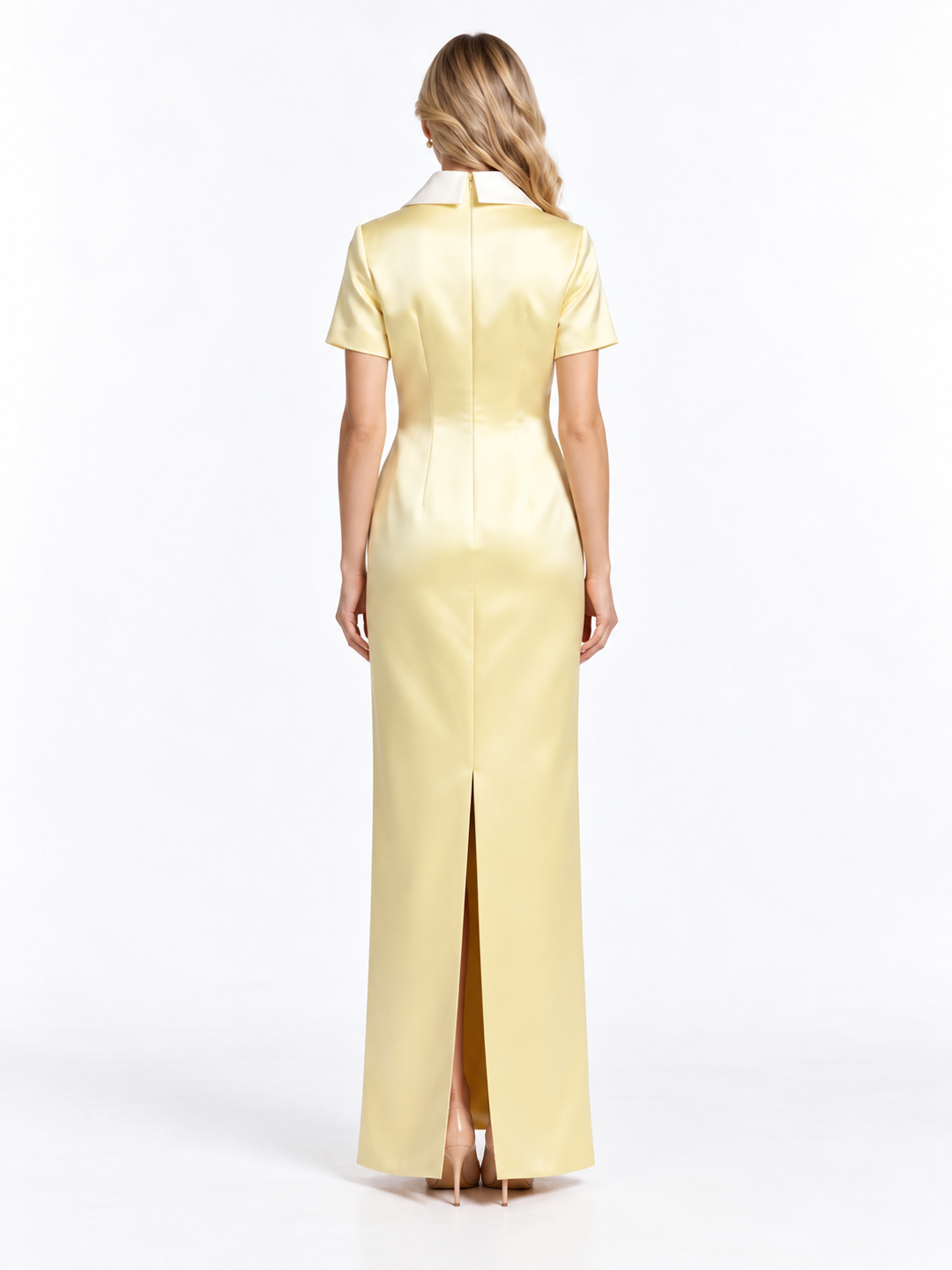 Ivory Satin Bow Gown -Elyssara