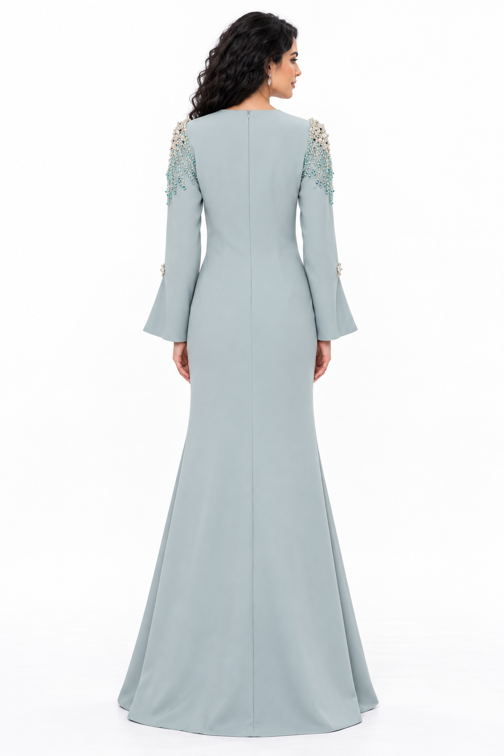 Beaded V-Neck Flared Sleeve - Serenity