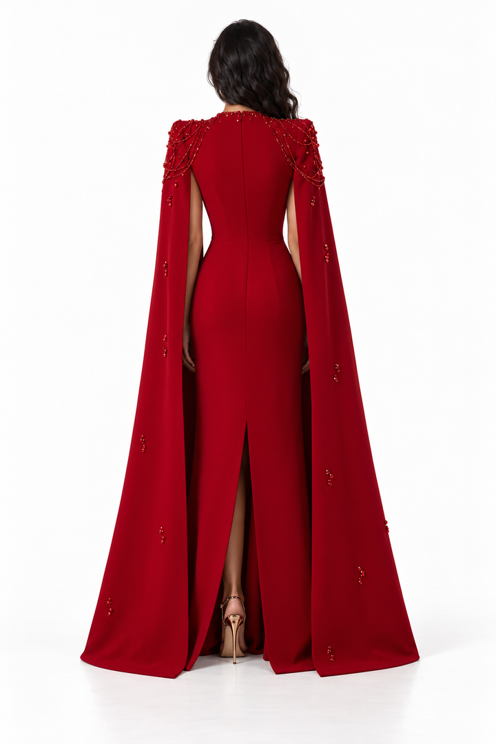 Crystal Square Neck Cape Evening - Regalia