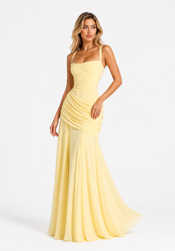 Navy Draped Waist Maxi Dress – AURELIA