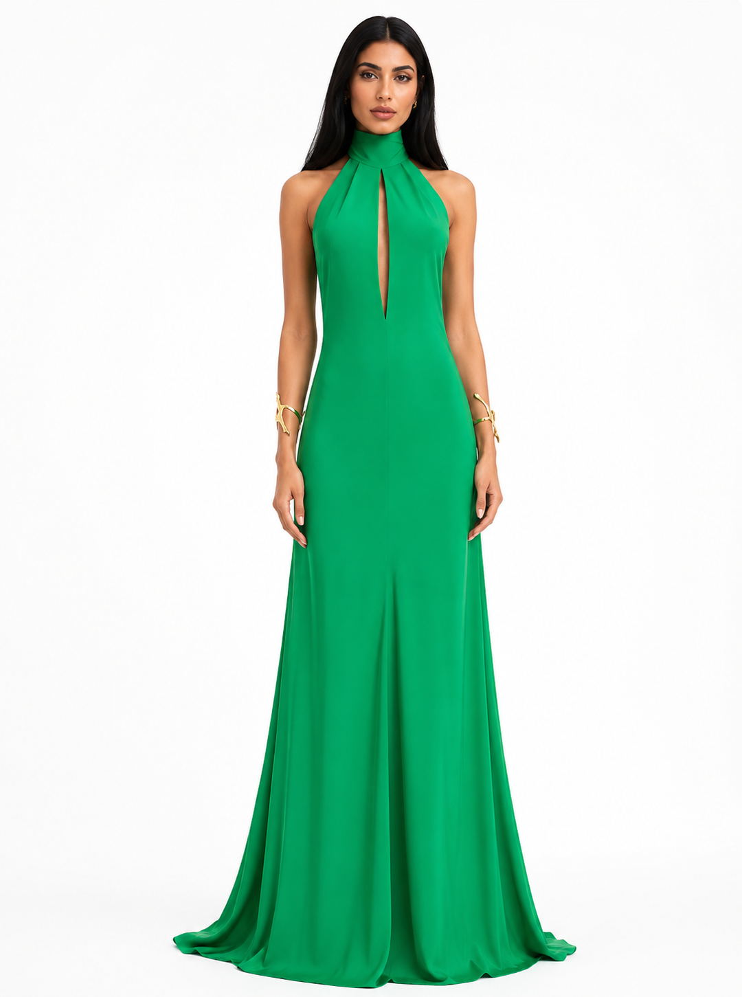 Halter Keyhole Mermaid Gown – Emerald