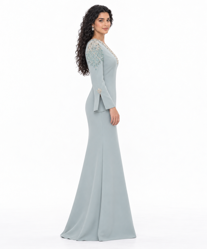 Beaded V-Neck Flared Sleeve - Serenity