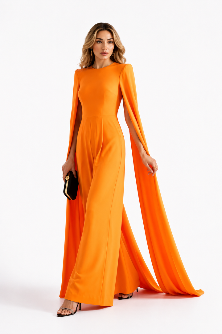 Orange Cape Jumpsuit – Solara