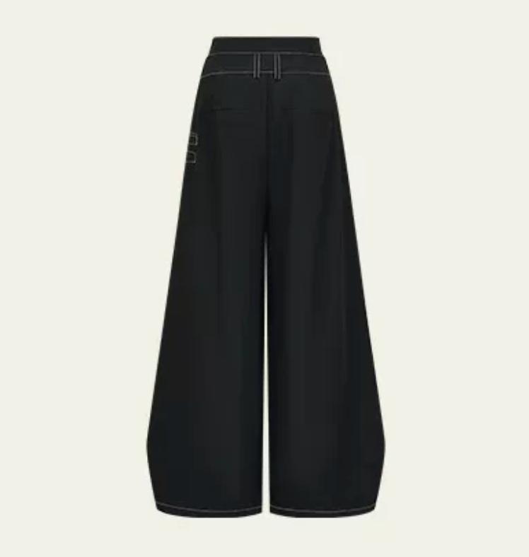 Wrap Overlay Wide-Leg Denim Pants - Edge