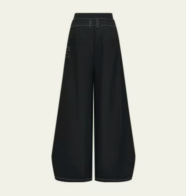 Wrap Overlay Wide-Leg Denim Pants - Edge