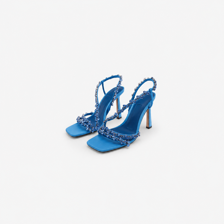 satin crystal-embellished heels with slingback straps – EMERILS