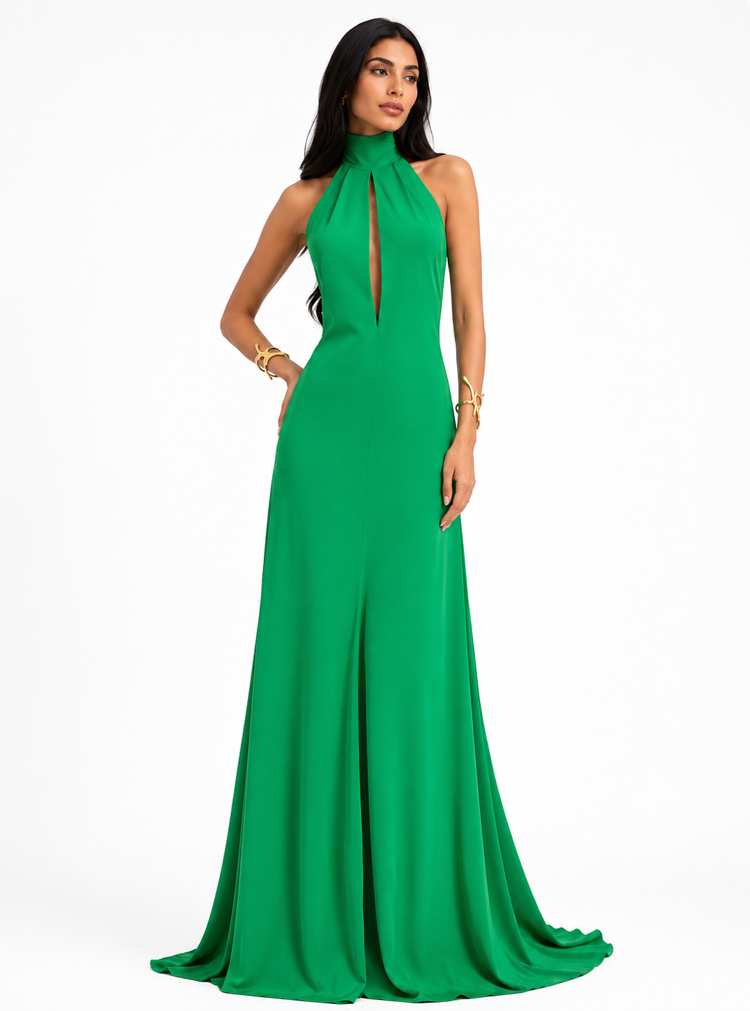 Halter Keyhole Mermaid Gown – Emerald