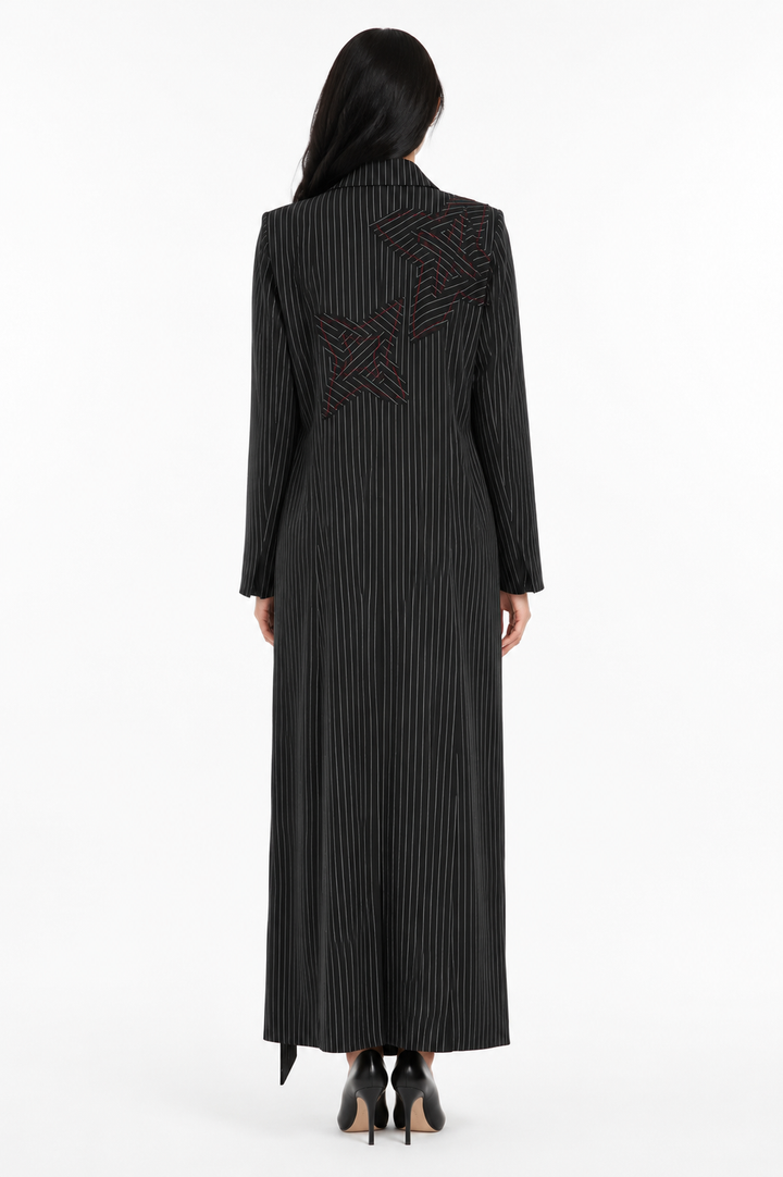 Black Pinstripe Embroidered Blazer Dress – Authority
