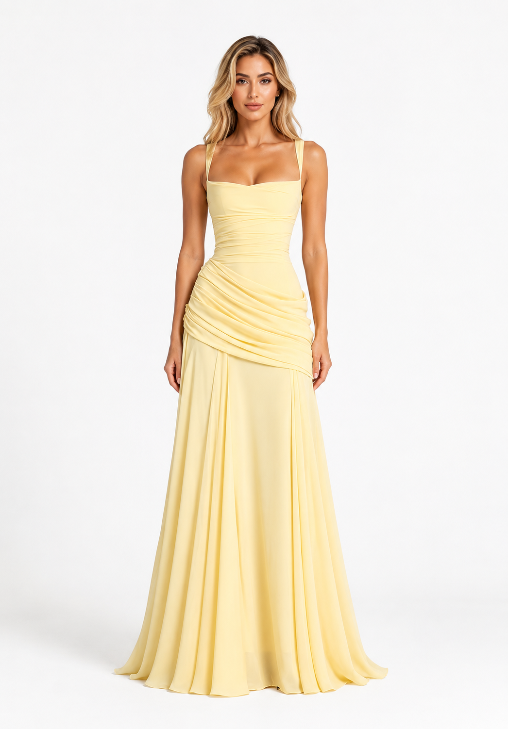 Navy Draped Waist Maxi Dress – AURELIA
