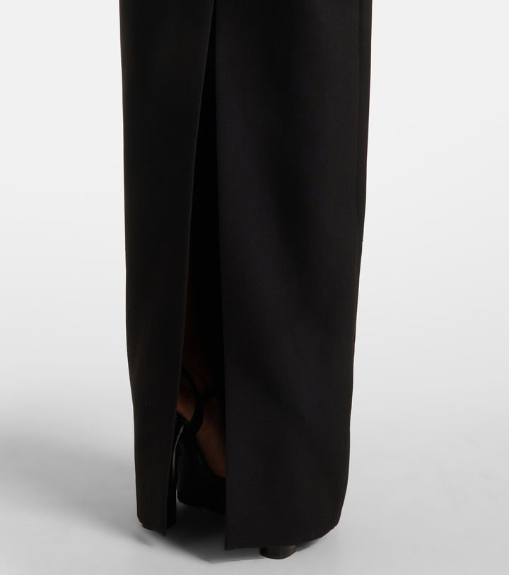 long-sleeve gown with satin rose applique – NOELLE