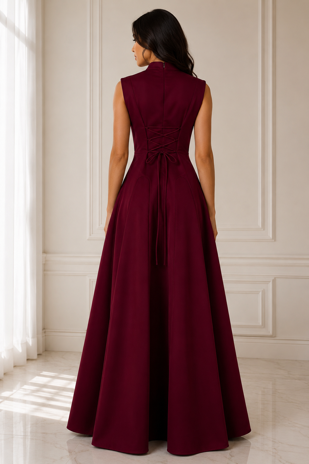 Elegant Sleeveless A-Line Maxi Dress - Ruby