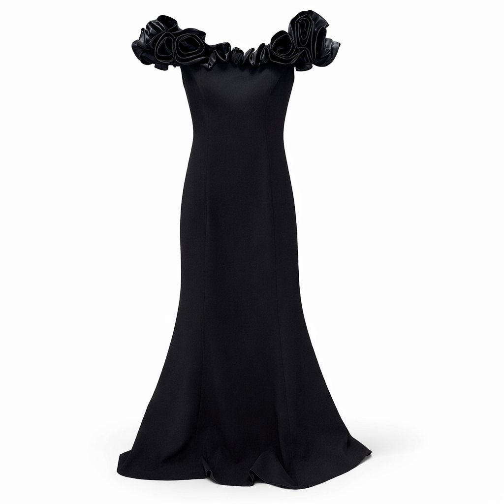 off-shoulder mermaid dress with sculpted floral neckline – Lerga