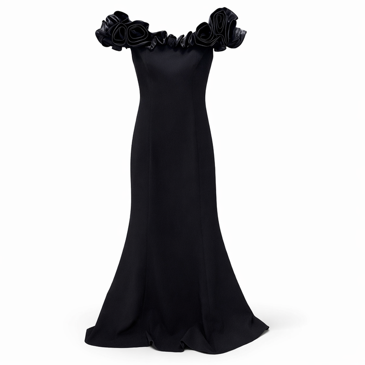 off-shoulder mermaid dress with sculpted floral neckline – Lerga