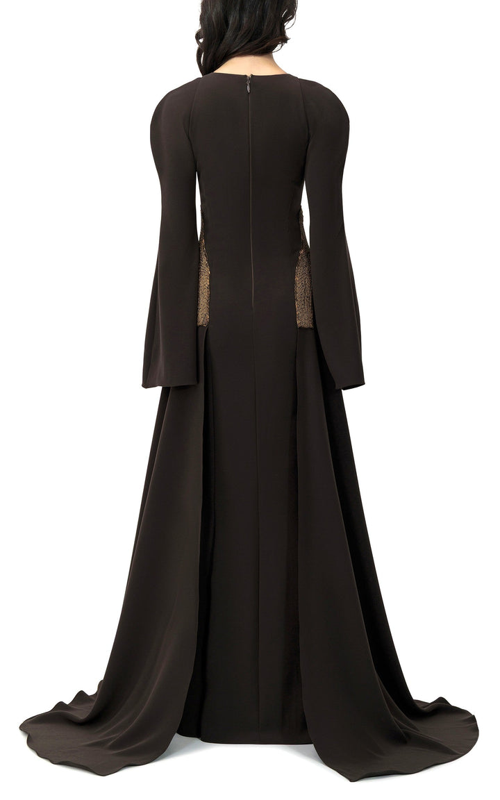 فستان بأكمام طويلة وألواح جانبية مزينة – زارين**