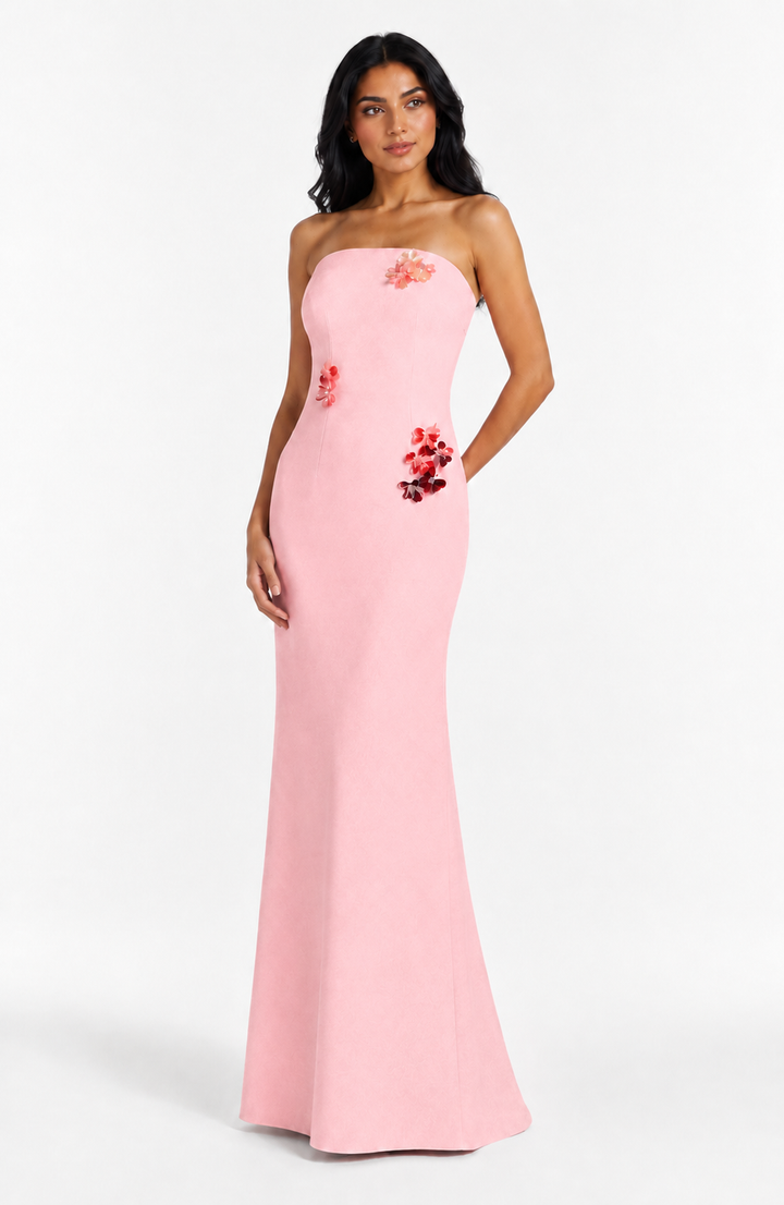 Blush Floral Strapless Mermaid Gown - Petal