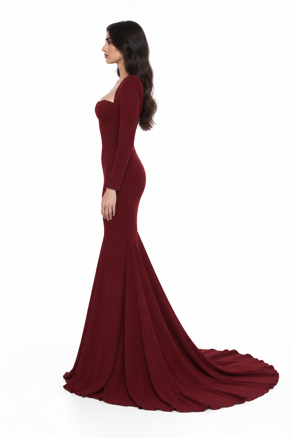 Burgundy Sweetheart Mermaid Maxi Dress - Valentina